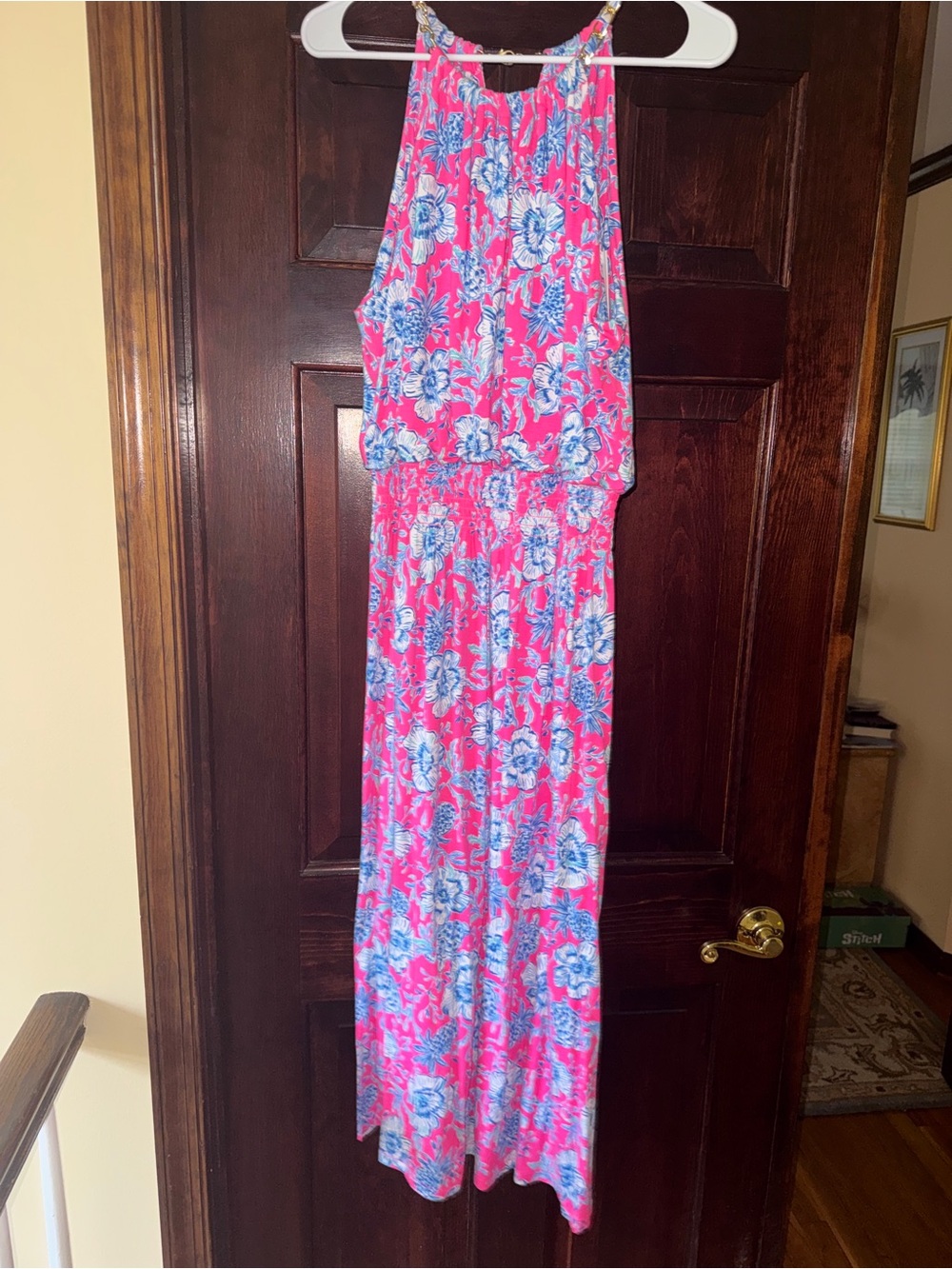 NWT Lilly Pulitzer L Large Gracelyn Halter Midi Dress in Roxie Pink Wave 'N Sea